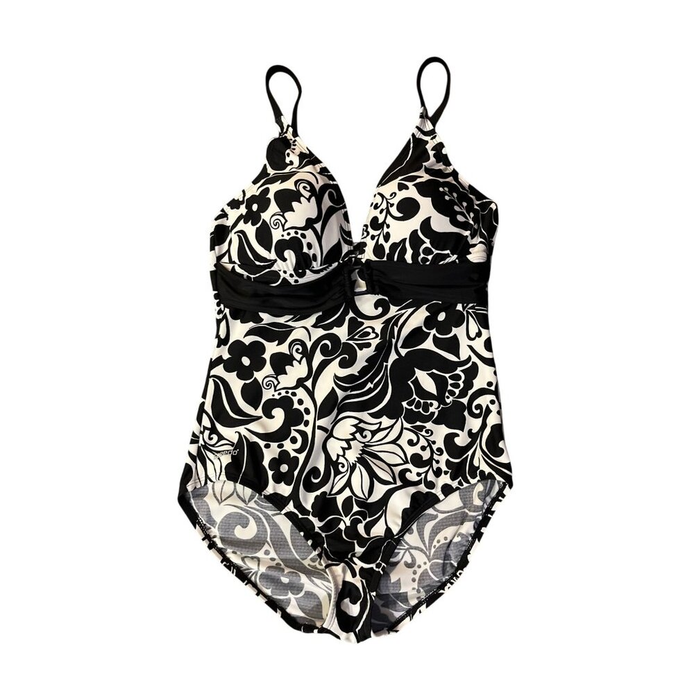 Speedo One Piece Swimsuit Womens 14 Used Black Ivory Floral 7225349 - Picture 3 of 16